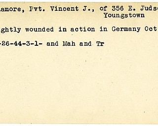 World War II, Vindicator, Vincent J. Finamore, Youngstown, wounded, Germany, 1944, Mahoning, Trumbull