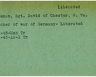 World War II, Vindicator, David Fineman, Chester, West Virginia, prisoner, Germany, liberated, 1945, Mahoning, Trumbull