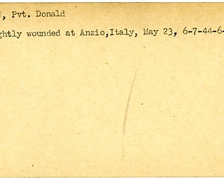 World War II, Vindicator, Donald Finn, wounded, Italy, Anzio, 1944