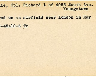 World War II, Vindicator, Richard L. Finnie, Youngstown, wounded, London, Europe, 1945
