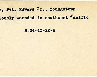 World War II, Vindicator, Edward Fitz Jr., Youngstown, wounded, Southwest Pacific, 1943
