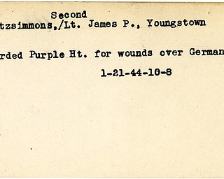 World War II, Vindicator, James P. Fitzsimmons, Youngstown, wounded, Germany, 1944, Purpe Heart, award