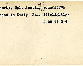 World War II, Vindicator, Austin Flaherty, Youngstown, wounded, Italy, 1944