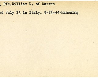 World War II, Vindicator, William C. Flath, Warren, wounded, Italy, 1944, Mahoning
