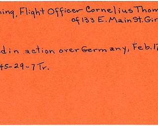World War II, Vindicator, Cornelius Thomas Fleming, Girard, killed, Germany, 1945, Trumbull, flight officer