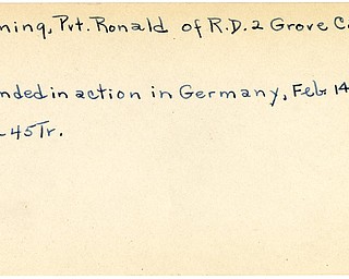 World War II, Vindicator, Ronald Fleming, Grove City, wounded, Germany, 1945, Trumbull