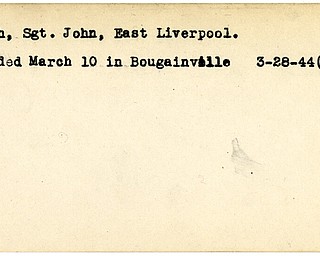 World War II, Vindicator, John Flesch, East Liverpool, wounded, Bougainville, 1944, Mahoning