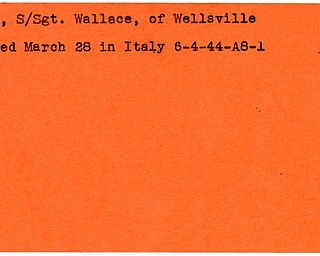 World War II, Vindicator, Wallace Fogo, Wellsville, killed, Italy, 1944