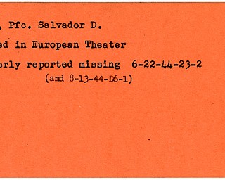 World War II, Vindicator, Salvador D. Fond, killed, Europe, missing, 1944