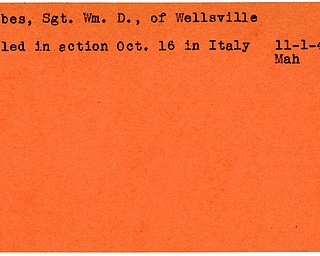 World War II, Vindicator, William D. Forbes, Wellsville, killed, Italy, 1944, Mahoning