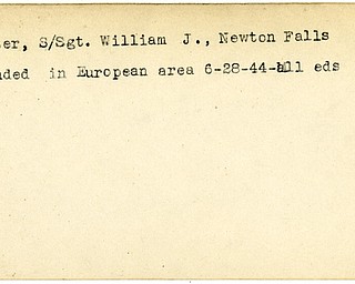 World War II, Vindicator, William J. Forster, Newton Falls, wounded, Europe, 1944