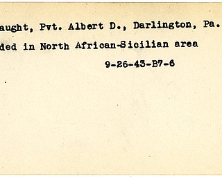 World War II, Vindicator, Albert D. Fosnaught, Darlington, wounded, Africa, Sicily, 1943