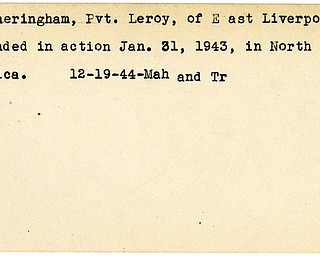 World War II, Vindicator, Leroy Fotheringham, East Liverpool, wounded, 1943, Africa, 1944, Mahoning, Trumbull