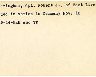 World War II, Vindicator, Robert J. Fotheringham, East Liverpool, wounded, Germany, 1944, Mahoning, Trumbull