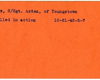 World War II, Vindicator, Arden Fox, Youngstown, killed, 1942