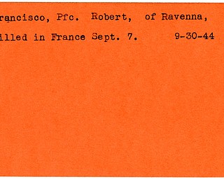 World War II, Vindicator, Robert Francisco, Ravenna, killed, France, 1944