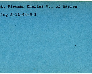 World War II, Vindicator, Charles W. Frank, Fireman, Warren, missing, 1944