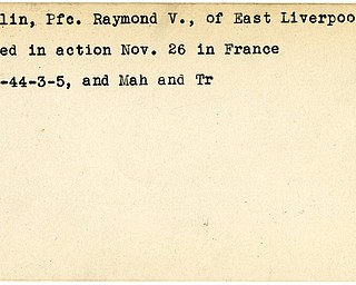 World War II, Vindicator, Raymond V. Franklin, East Liverpool, wounded, France, 1944, Mahoning, Trumbull