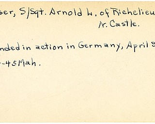 World War II, Vindicator, Arnold L. Fraser, New Castle, wounded, Germany, 1945, Mahoning