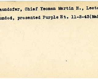 World War II, Vindicator, Martin H. Fraundofer, Chief Yeoman, Leetonia, wounded, award, Purple Heart, 1943, Mahoning