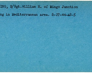 World War II, Vindicator, William H. Frieling, Mingo Junction, missing, Mediterranean, 1944