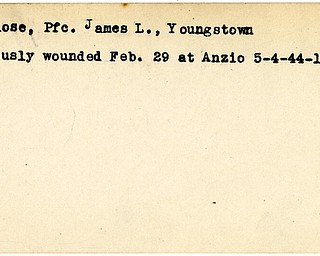 World War II, Vindicator, James L. Fretlose, Youngstown, wounded, Anzio, 1944