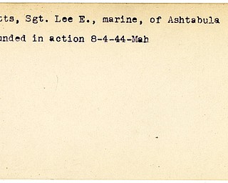 World War II, Vindicator, Lee E. Fritts, marine, Ashtabula, wounded, 1944, Mahoning