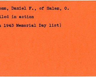 World War II, Vindicator, Daniel F. Fromm, Salem, Ohio, killed, 1943