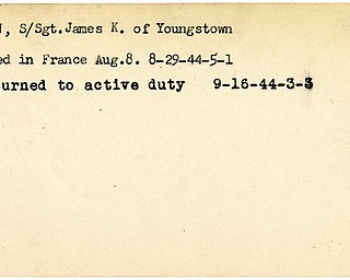 World War II, Vindicator, James K. Fulton, Youngstown, wounded, France, 1944