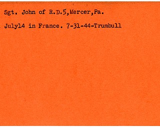 World War II, Vindicator, John Furey, Mercer, killed, France, 1944, Trumbull