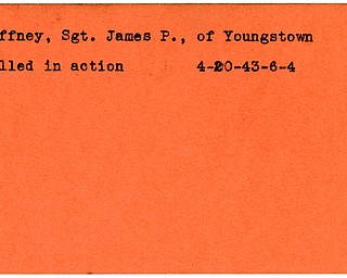 World War II, Vindicator, James P. Gaffney, Youngstown, killed, 1943