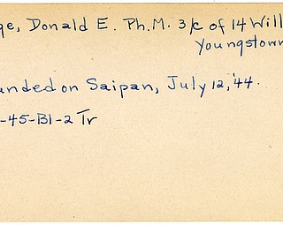 World War II, Vindicator, Donald E. Gage, Youngstown, wounded, Saipan, 1944, 1945, Trumbull