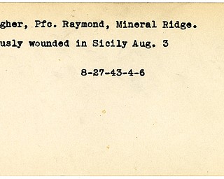 World War II, Vindicator, Raymond Gallagher, Mineral Ridge, wounded, Sicily, 1943