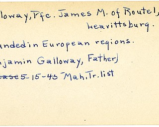World War II, Vindicator, James M. Galloway, Leavittsburg, wounded, Europe, Benjamin Galloway, 1945, Mahoning, Trumbull