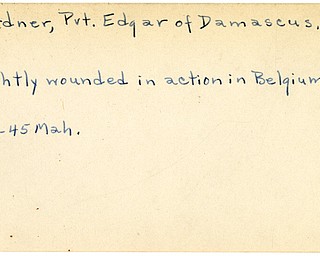 World War II, Vindicator, Edgar Gardner, Damascus, wounded, Belgium, 1945, Mahoning
