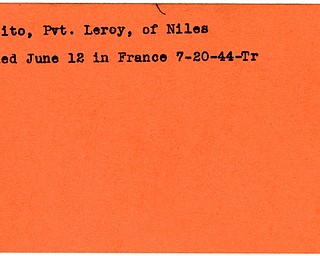 World War II, Vindicator, Leroy Garito, Niles, killed, France, 1944, Trumbull