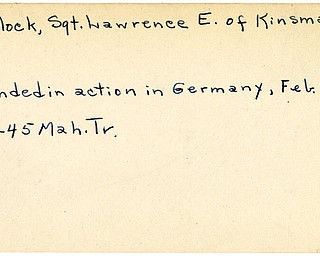 World War II, Vindicator, Lawrence E. Garlock, Kinsman, wounded, Germany, 1945, Mahoning, Trumbull