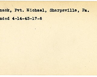 World War II, Vindicator, Michael Garnack, Sharpsville, Pennsylvania, wounded, 1943