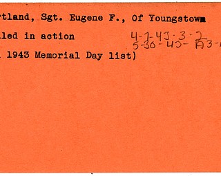 World War II, Vindicator, Eugene F. Gartland, Youngstown, killed, 1943