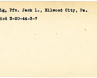World War II, Vindicator, Jack L. Garwig, Ellwood City, wounded, 1944