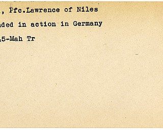 World War II, Vindicator, Lawrence Gatta, Niles, wounded, Germany, 1945, Mahoning, Trumbull