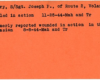 World War II, Vindicator, Joseph P. Geary, Volant, killed, 1944, Mahoning, Trumbull, wounded
