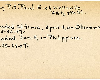 World War II, Vindicator, Paul E. Geer, Wellsville, wounded, Okinawa, Philippines, 1945, Trumbull