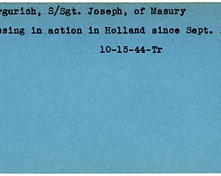 World War II, Vindicator, Joseph Gergurich, Masury, missing, Holland, 1944, Trumbull