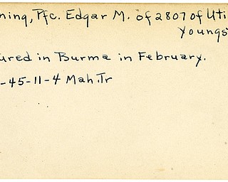 World War II, Vindicator, Edgar M. Gething, Youngstown, wounded, Burma, 1945, Mahoning, Trumbull