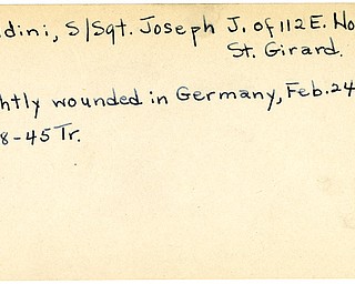 World War II, Vindicator, Joseph J. Gialdini, Girard, wounded, Germany, 1945, Trumbull