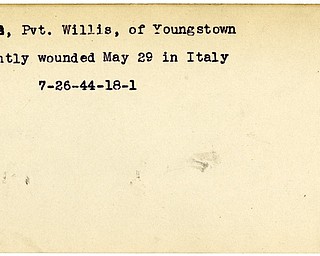 World War II, Vindicator, Willis Gibbs, Youngstown, wounded, Italy, 1944