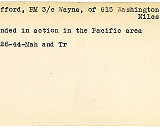 World War II, Vindicator, Wayne Gifford, Niles, wounded, Pacific, 1944, Mahoning, Trumbull