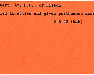 World War II, Vindicator, H. R. Gilbert, Lisbon, killed, award, 1943, Mahoning