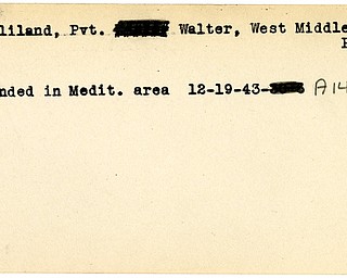 World War II, Vindicator, Walter Gilliland, West Middlesex, wounded, Mediterranean, 1943